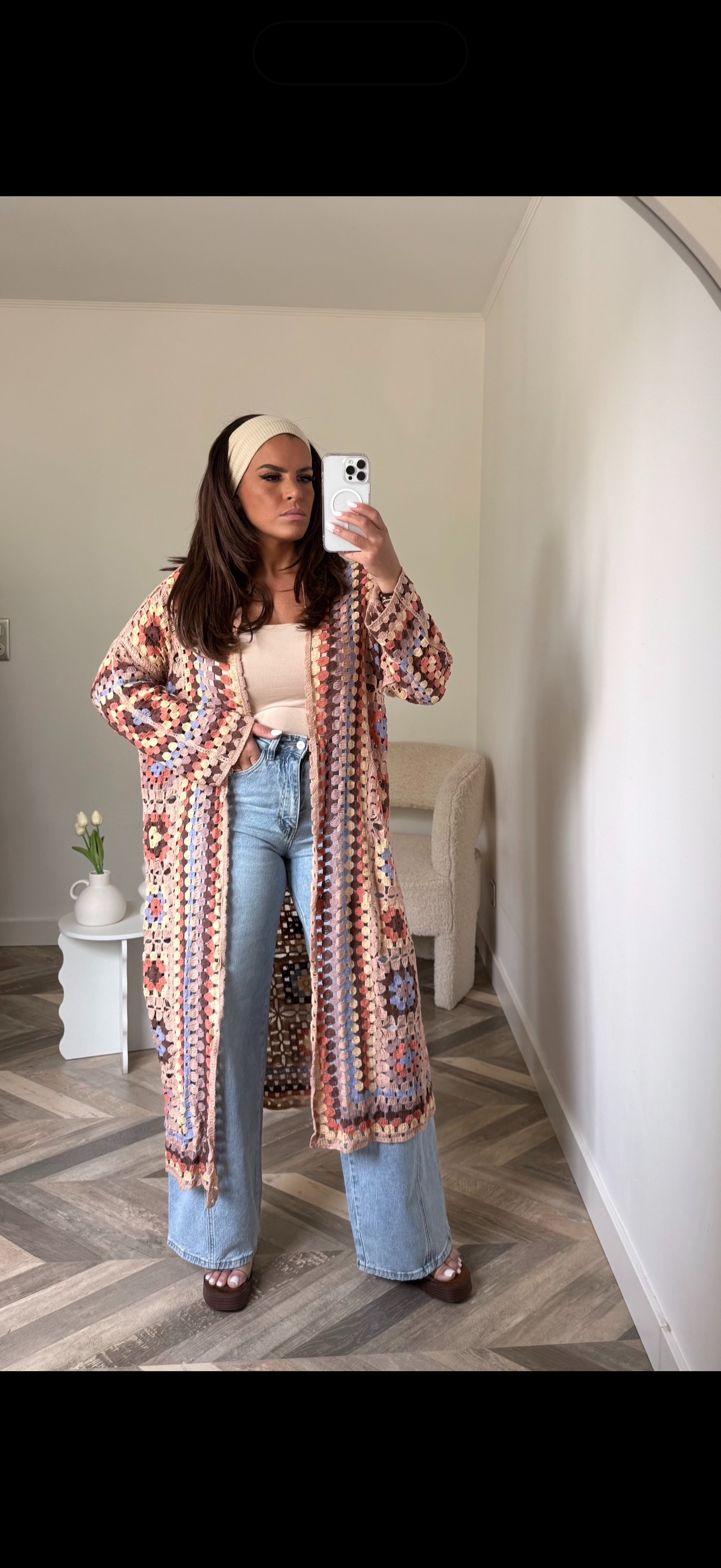 GILET LONG OUVERT CROCHET