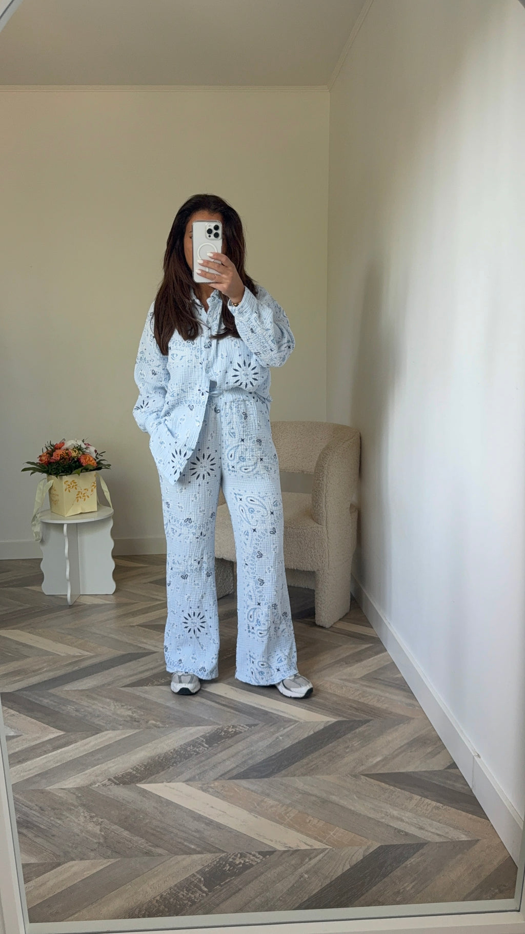 ENSEMBLE BANDANA GAZ DE COTON BLEU