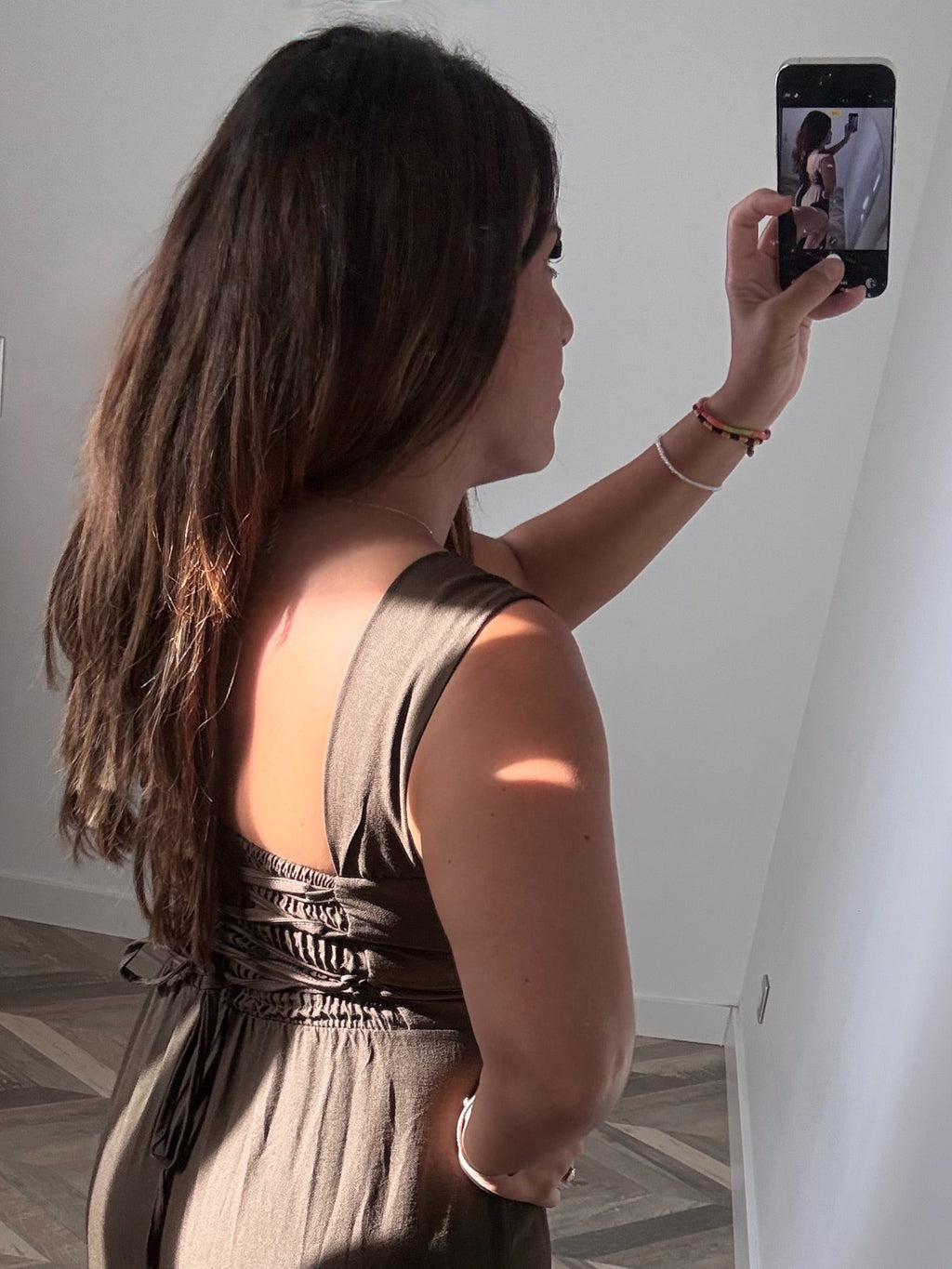 ROBE LIN LONGUE marron