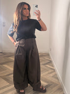 PANTALON LARGE EFFET CARGO marron