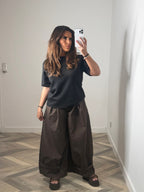 PANTALON LARGE EFFET CARGO marron