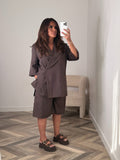 ENSEMBLE BLAZER BERMUDA MARRON