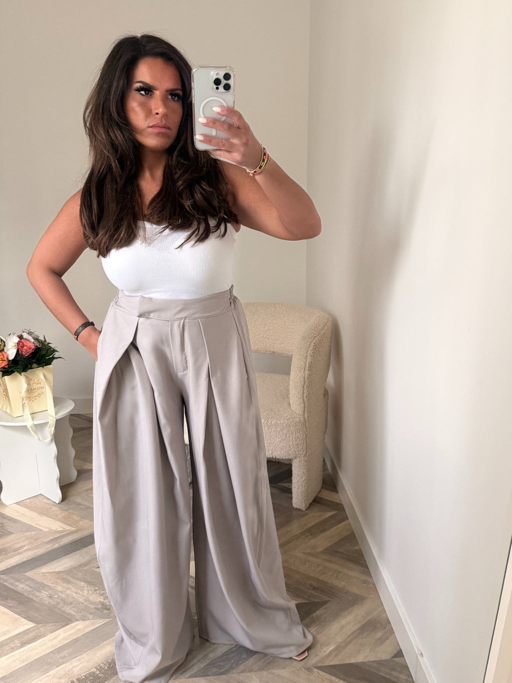 PANTALON PINCE JAMBES LARGES