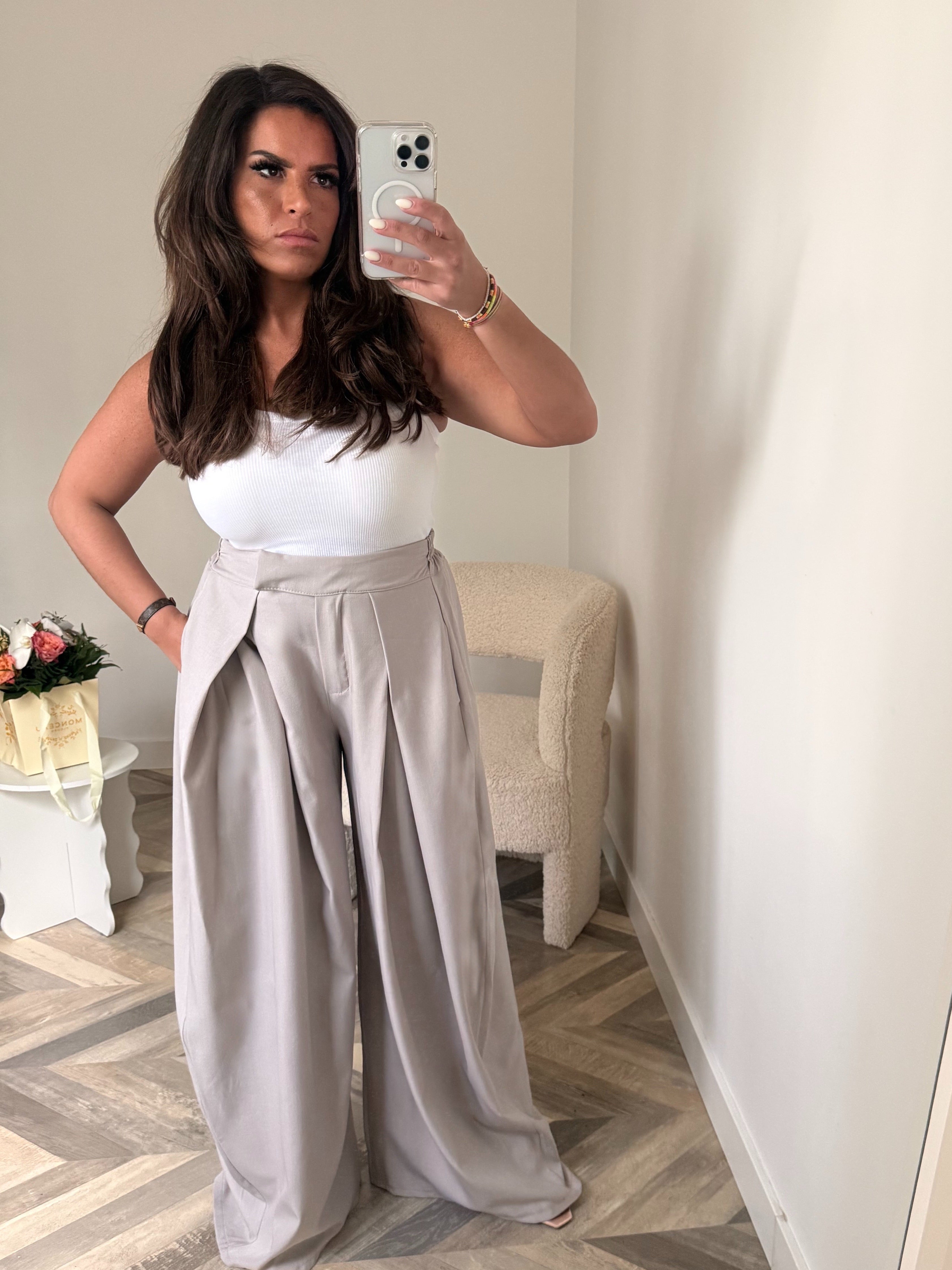 PANTALON PINCE JAMBES LARGES