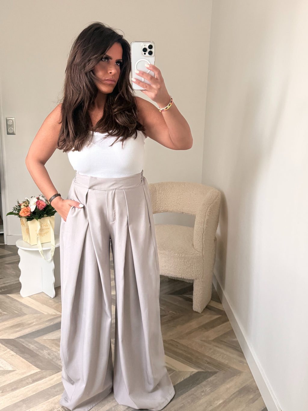 PANTALON PINCE JAMBES LARGES