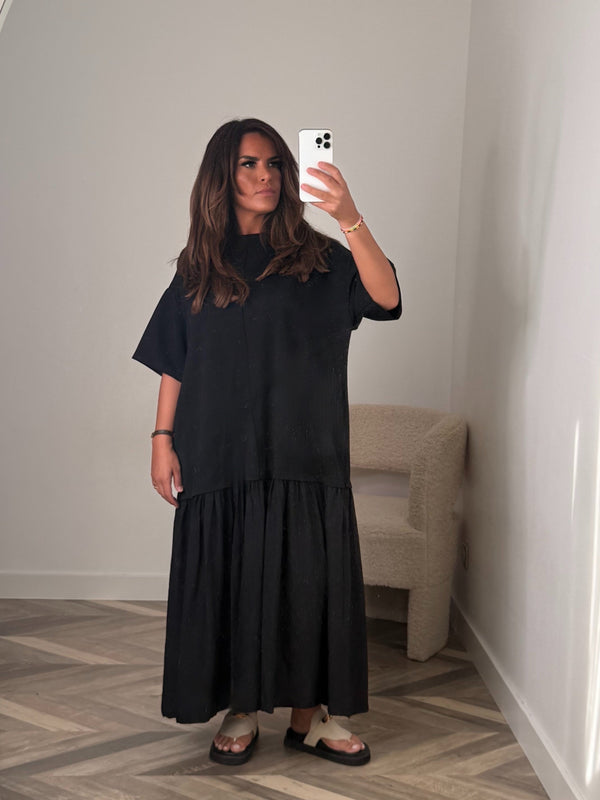 ROBE LONGUE OVERSIZE À VOLANTS