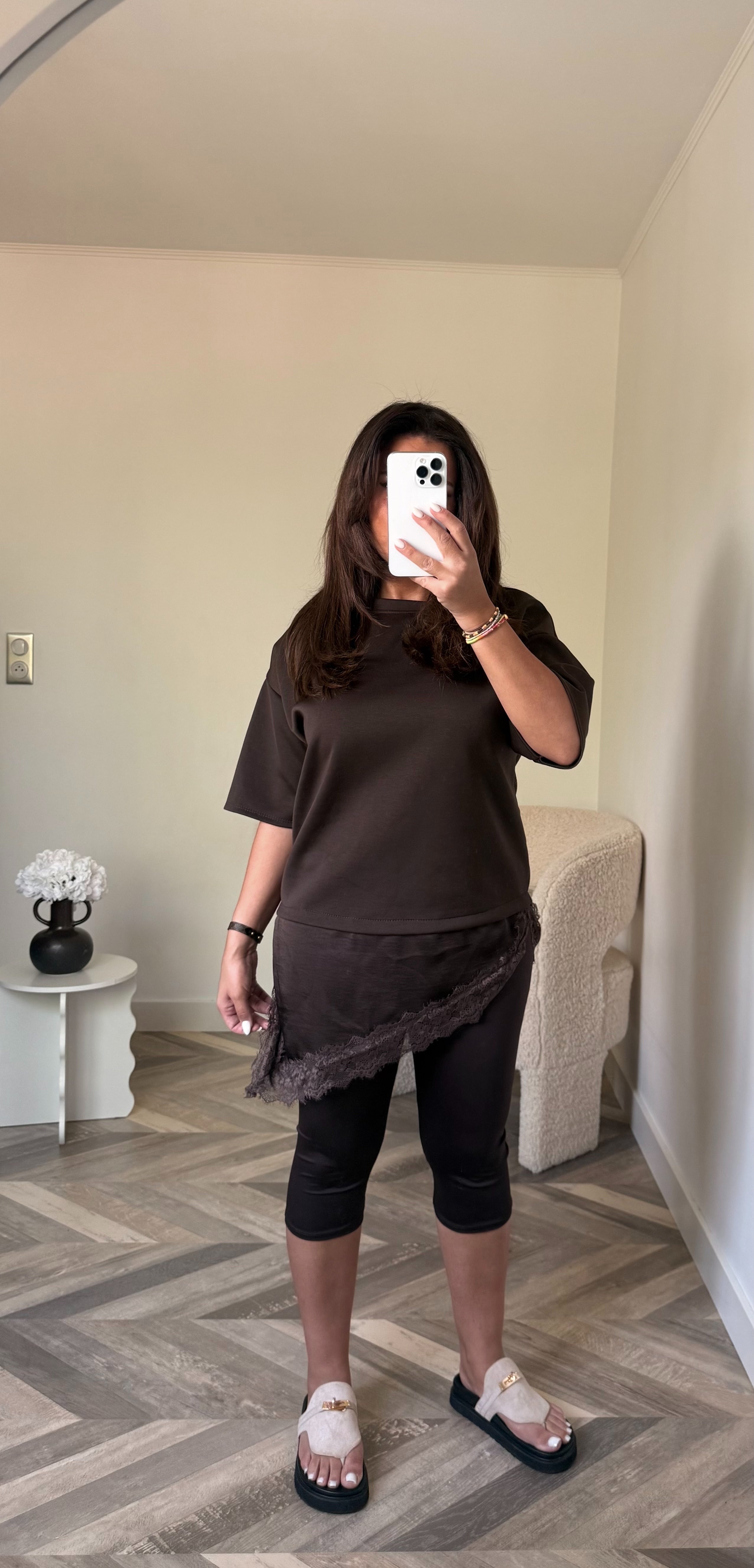 TOP DENTELLE MARRON