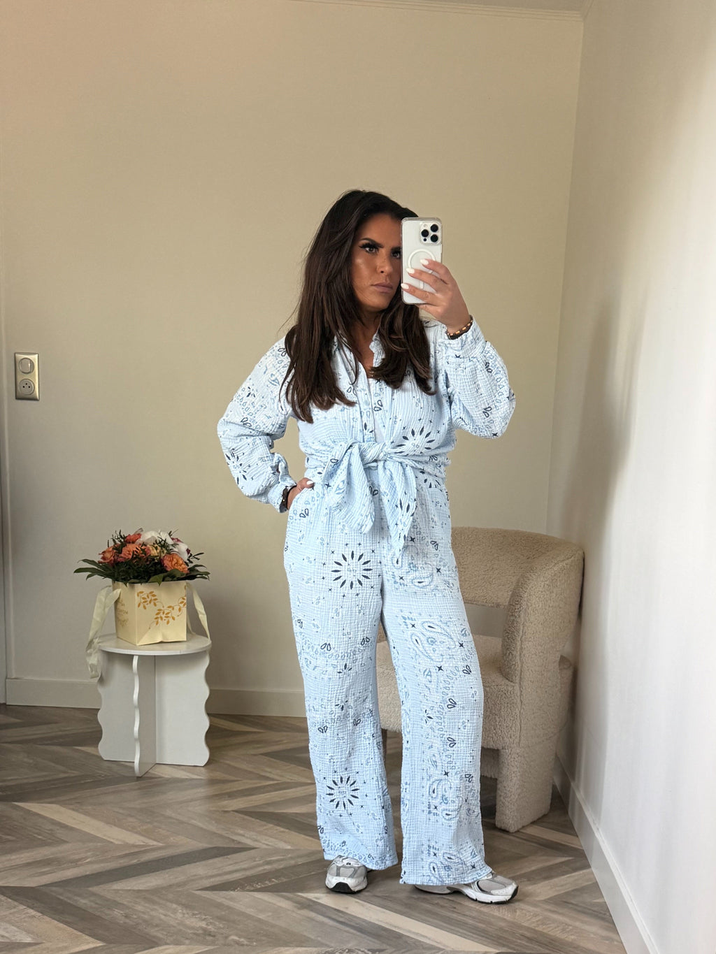 ENSEMBLE BANDANA GAZ DE COTON BLEU