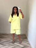 ENSEMBLE BLAZER BERMUDA JAUNE 