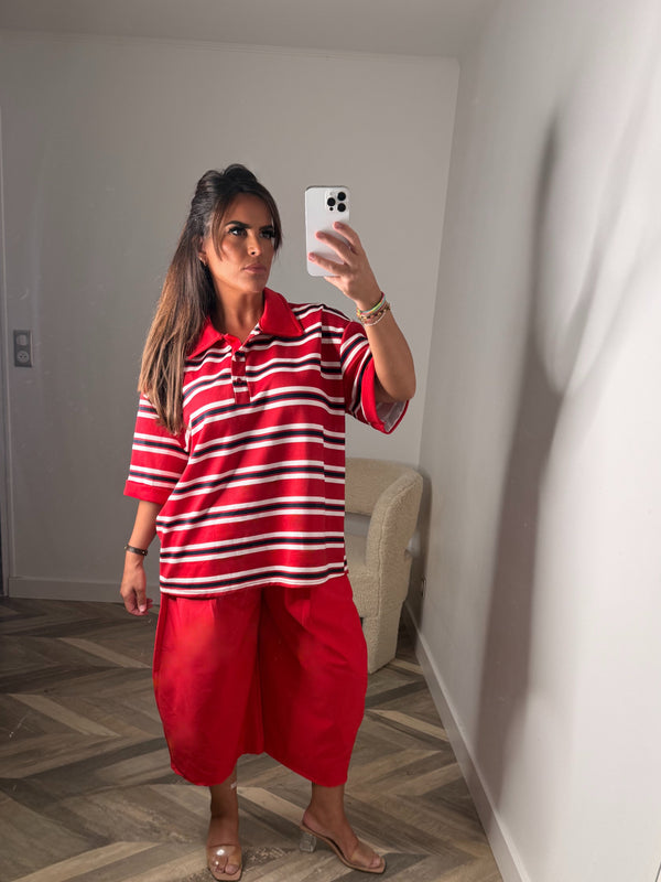 T-SHIRT POLO OVERSIZE rouge