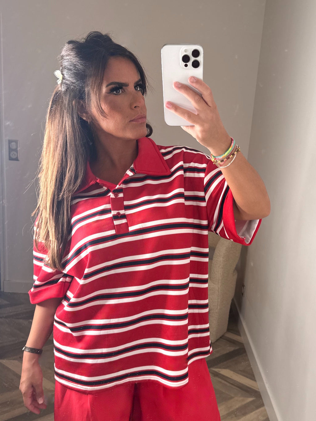 T-SHIRT POLO OVERSIZE rouge