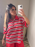 T-SHIRT POLO OVERSIZE rouge